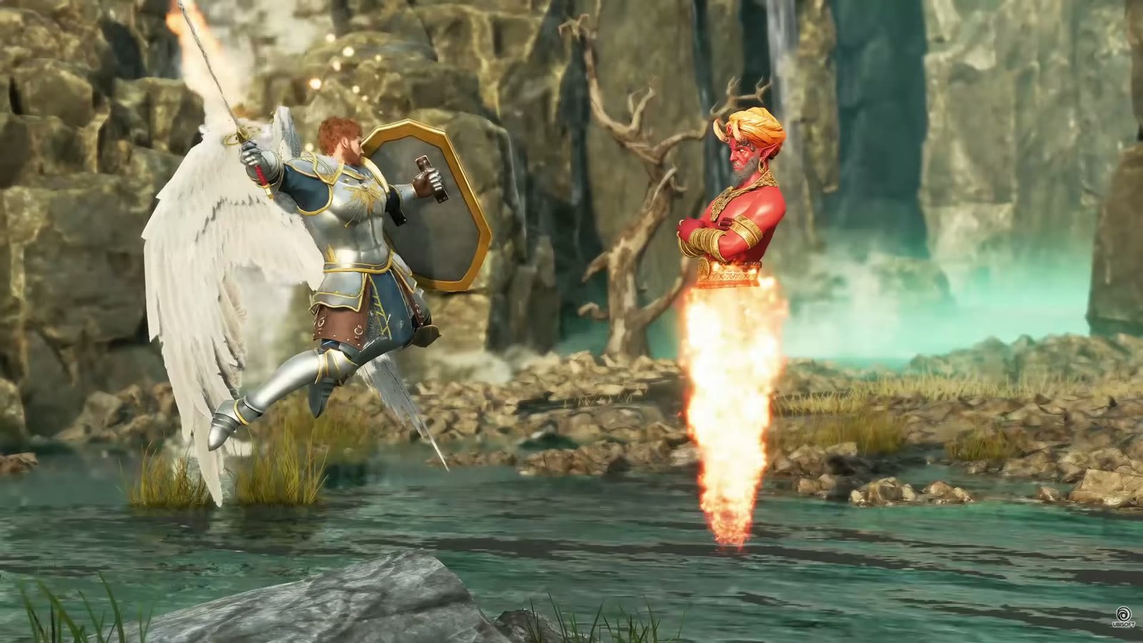 An angel charging an efreeti in Heroes of Might and Magic 3 Remake