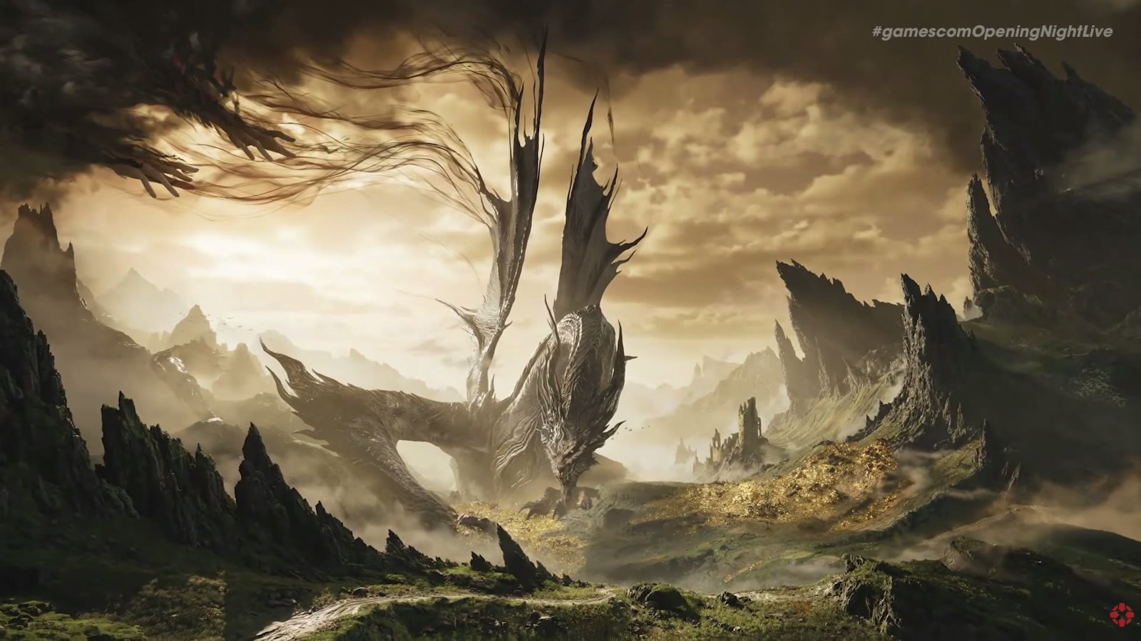 A colossal creature in a valley in Nodus Fall