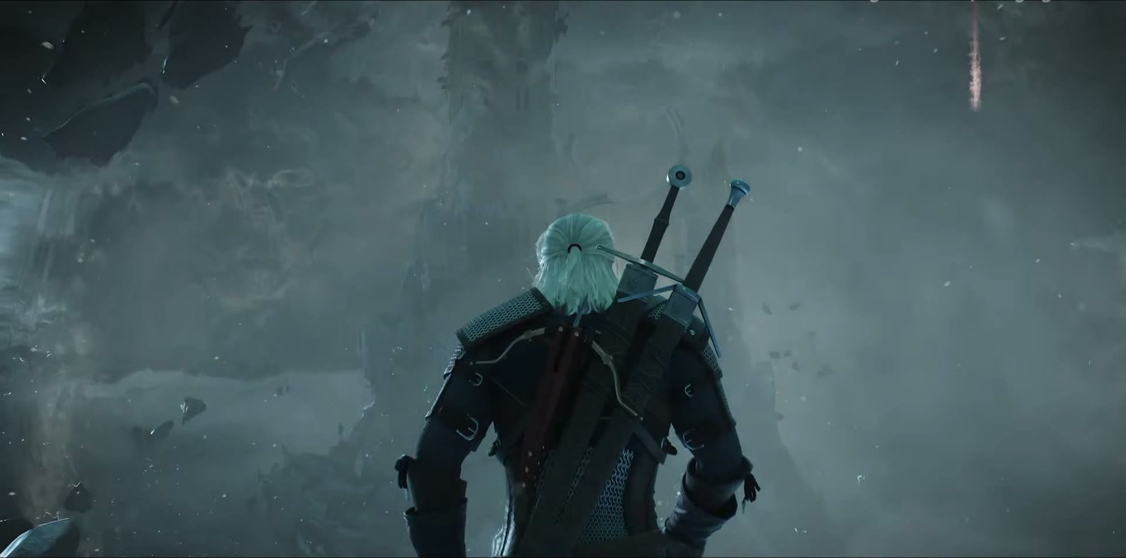 Geralt in the fog in The Witcher 3: Songs of the Past