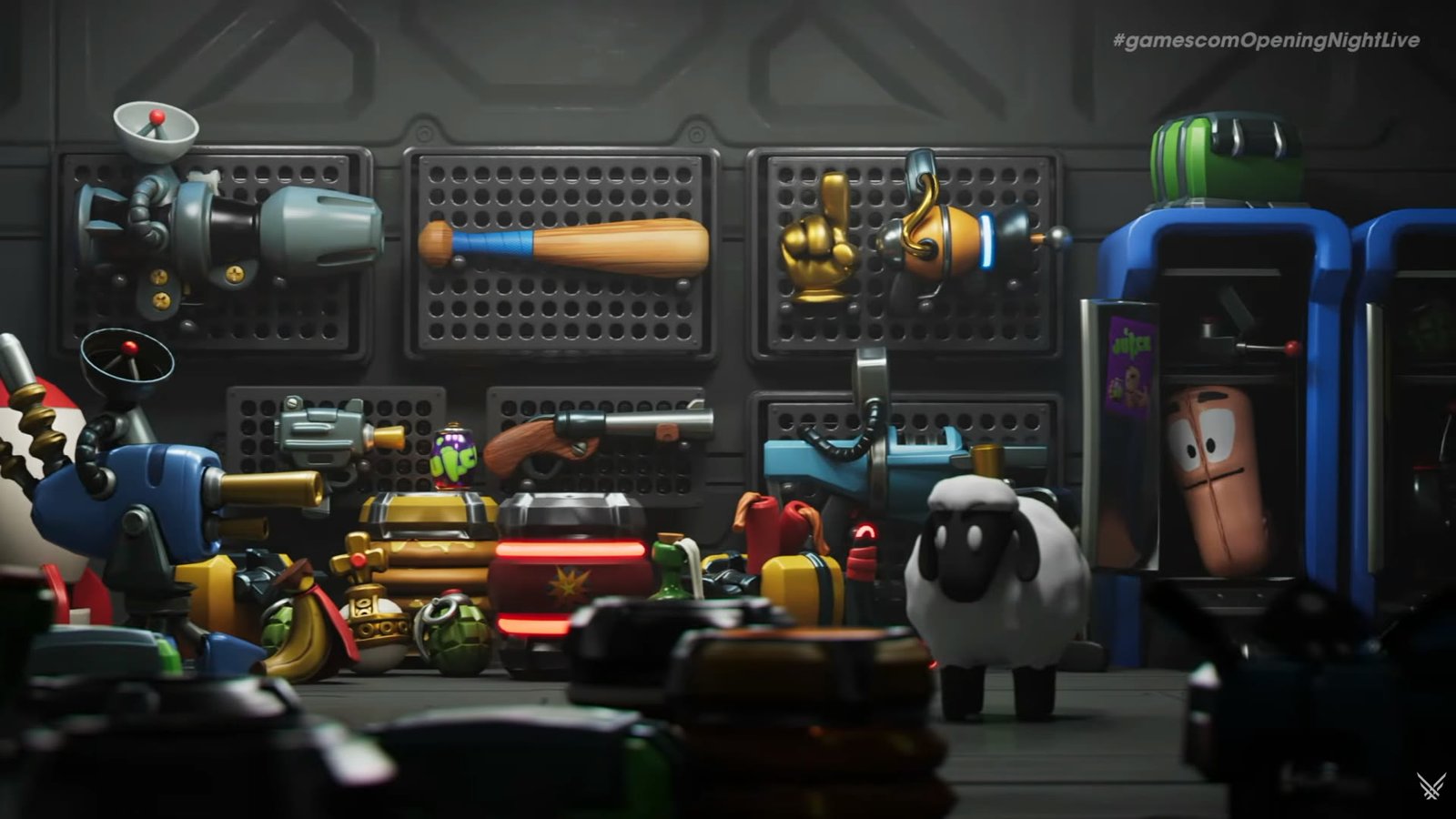 The weapons room in Worms: Galactic Tactics