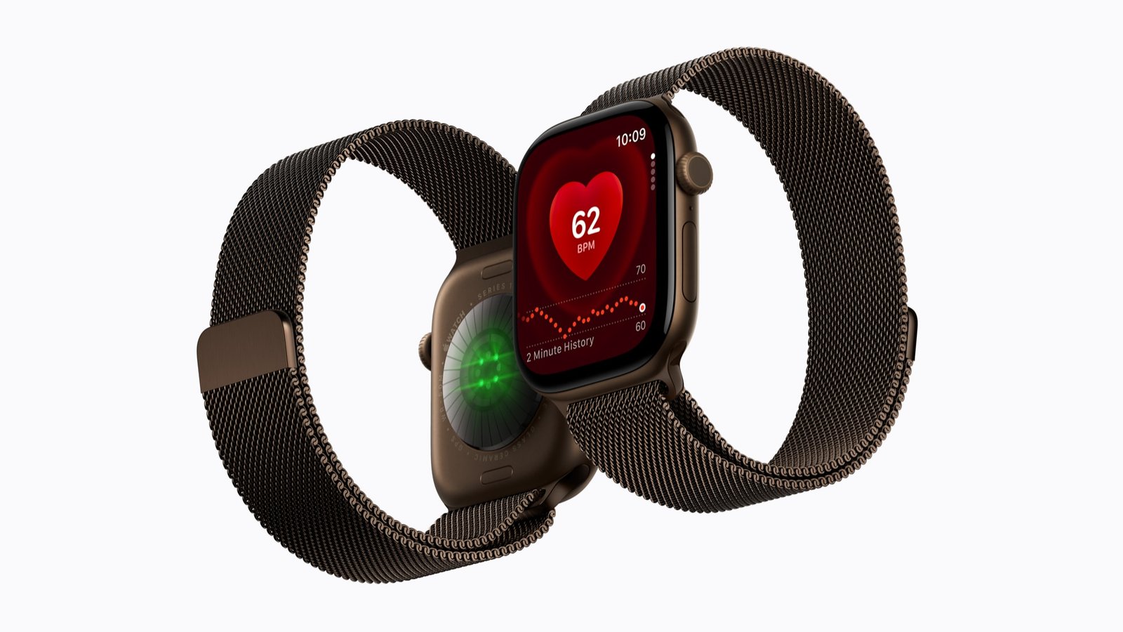 Two Apple Watch Series 12 units with different bands